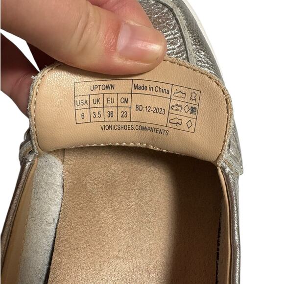 Vionic Uptown Silver Metallic Comfort Slip On Loafer - 6 - Picture 12 of 12